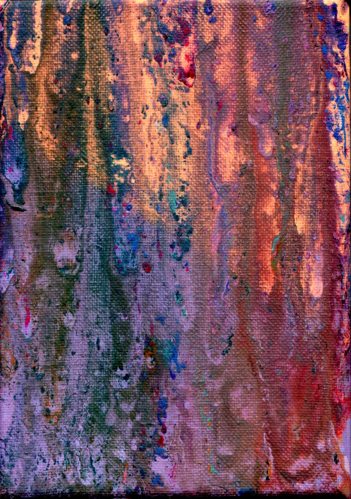 From soft orange to darkening purples and reds, this painting captures the feel of sunset after a long and joyful Easter Sunday.